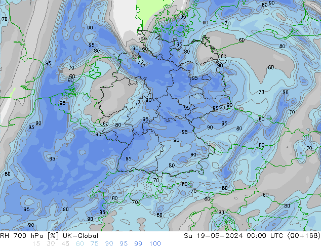 Humidité rel. 700 hPa UK-Global dim 19.05.2024 00 UTC