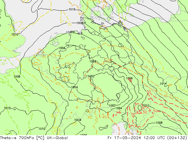 Theta-e 700hPa UK-Global Pá 17.05.2024 12 UTC