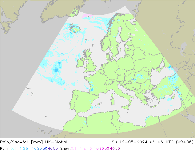 Rain/Snowfall UK-Global dom 12.05.2024 06 UTC