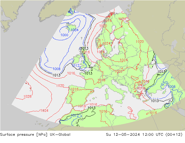 Presión superficial UK-Global dom 12.05.2024 12 UTC