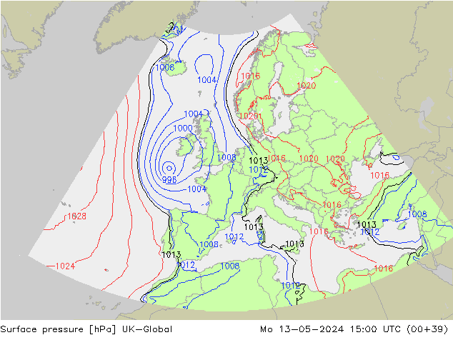 pression de l'air UK-Global lun 13.05.2024 15 UTC