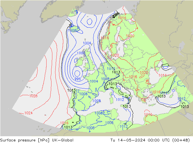地面气压 UK-Global 星期二 14.05.2024 00 UTC