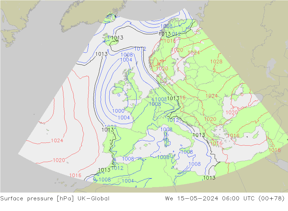 pression de l'air UK-Global mer 15.05.2024 06 UTC