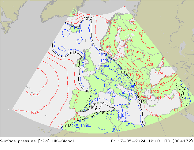 pression de l'air UK-Global ven 17.05.2024 12 UTC