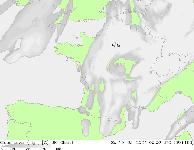 Nuages (élevé) UK-Global dim 19.05.2024 00 UTC