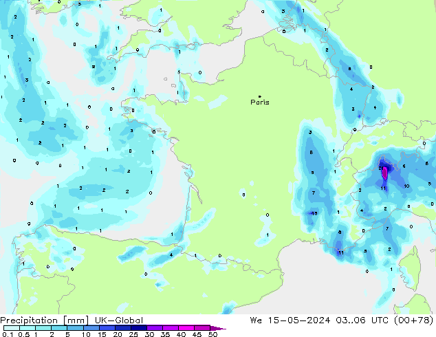 precipitação UK-Global Qua 15.05.2024 06 UTC