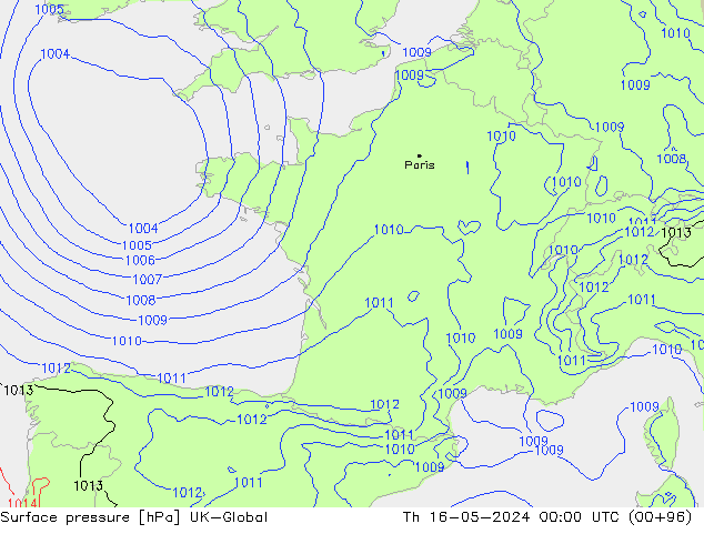 pressão do solo UK-Global Qui 16.05.2024 00 UTC