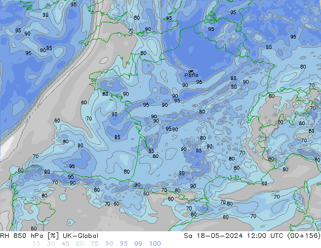 RH 850 hPa UK-Global sab 18.05.2024 12 UTC