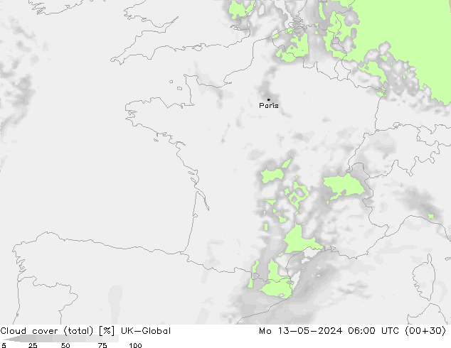 Wolken (gesamt) UK-Global Mo 13.05.2024 06 UTC