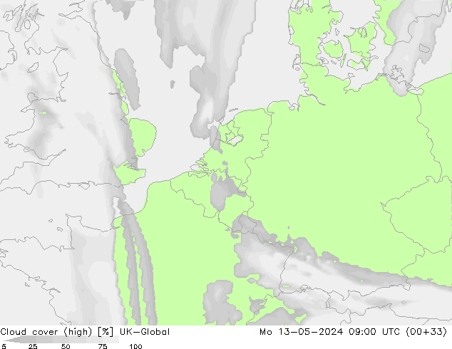 Bewolking (Hoog) UK-Global ma 13.05.2024 09 UTC