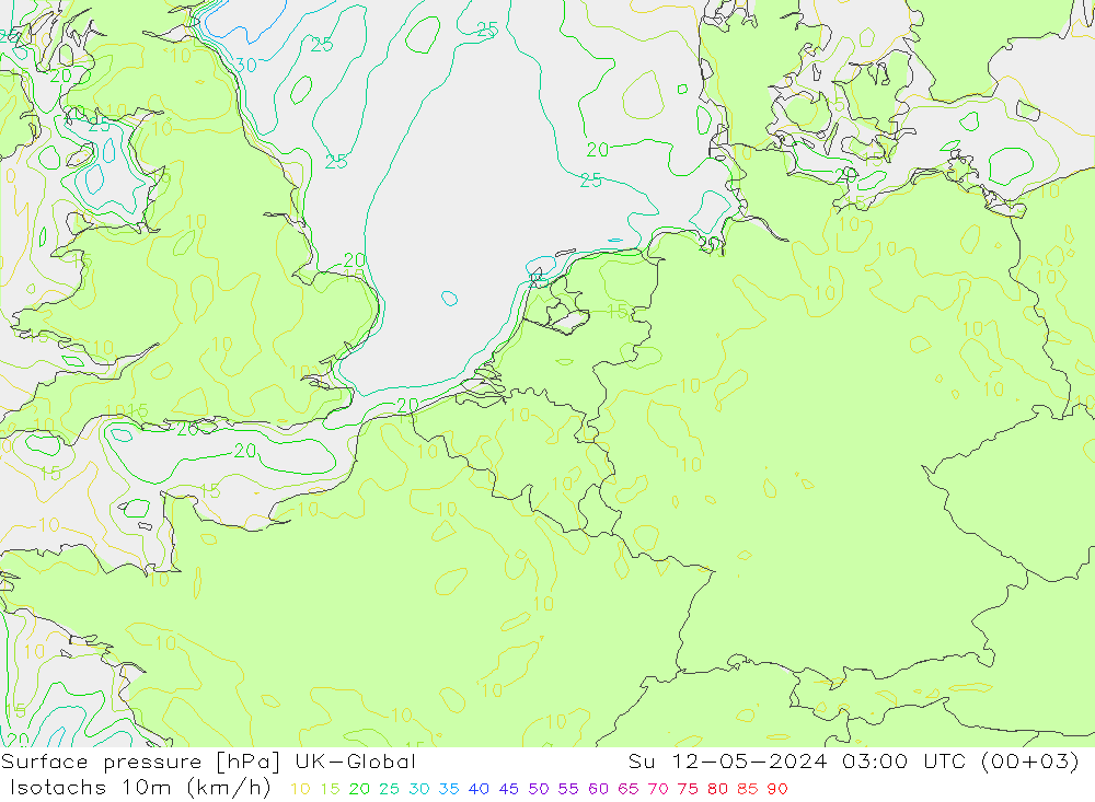 Isotachen (km/h) UK-Global zo 12.05.2024 03 UTC