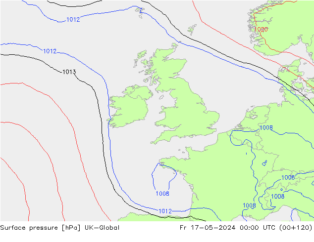 Luchtdruk (Grond) UK-Global vr 17.05.2024 00 UTC