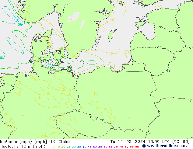 Isotachen (mph) UK-Global Di 14.05.2024 18 UTC