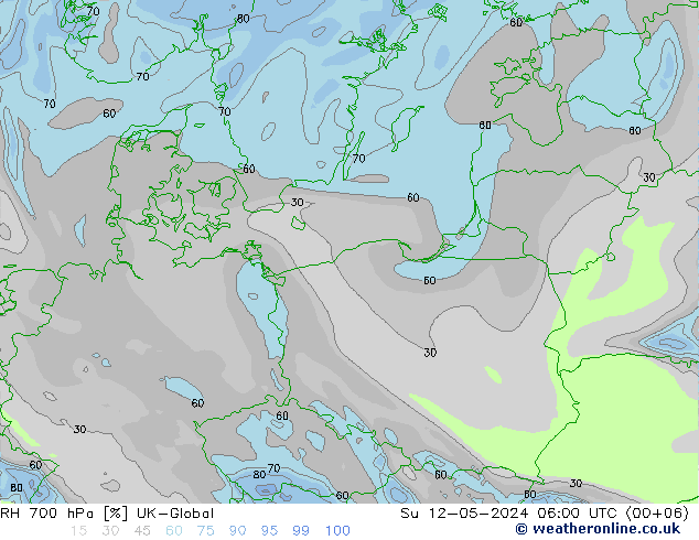 RH 700 hPa UK-Global Dom 12.05.2024 06 UTC