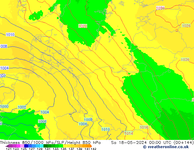 Thck 850-1000 hPa UK-Global Sa 18.05.2024 00 UTC