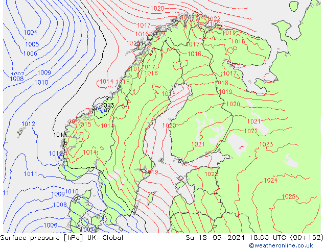 Surface pressure UK-Global Sa 18.05.2024 18 UTC