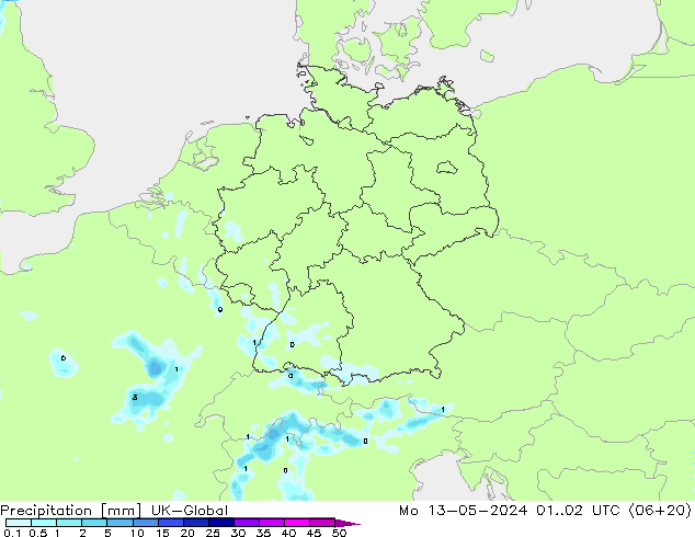 Niederschlag UK-Global Mo 13.05.2024 02 UTC