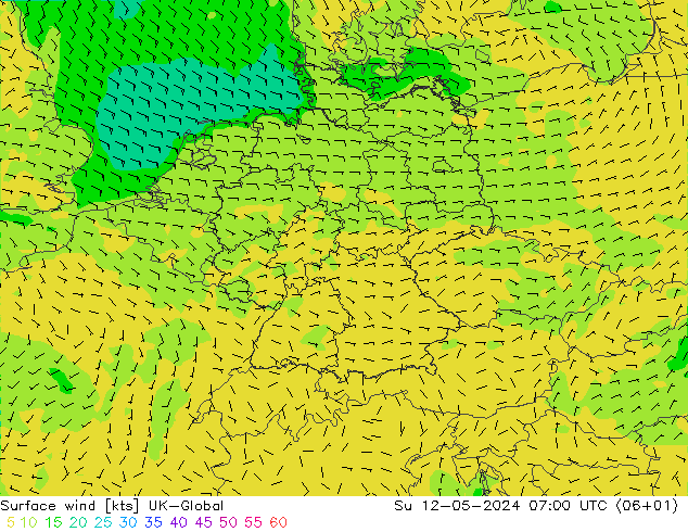 Wind 10 m UK-Global zo 12.05.2024 07 UTC