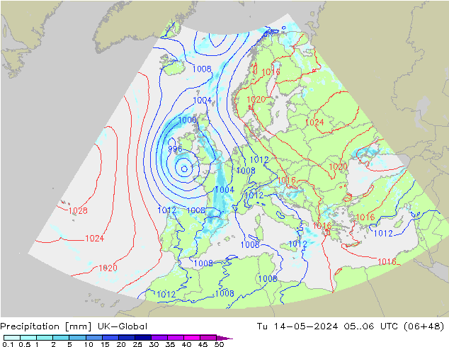Niederschlag UK-Global Di 14.05.2024 06 UTC