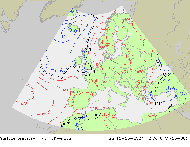 地面气压 UK-Global 星期日 12.05.2024 12 UTC