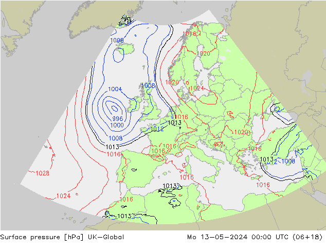 pression de l'air UK-Global lun 13.05.2024 00 UTC