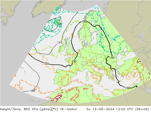 Height/Temp. 850 hPa UK-Global Su 12.05.2024 12 UTC