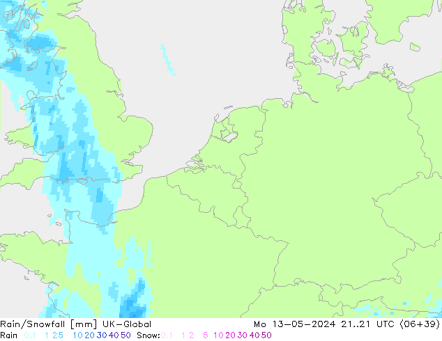 Rain/Snowfall UK-Global Seg 13.05.2024 21 UTC