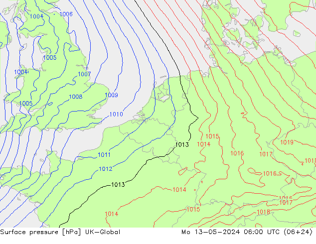 приземное давление UK-Global пн 13.05.2024 06 UTC