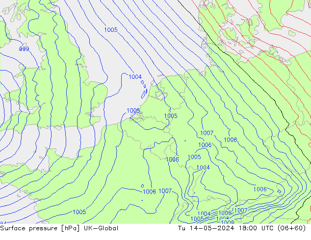 Pressione al suolo UK-Global mar 14.05.2024 18 UTC