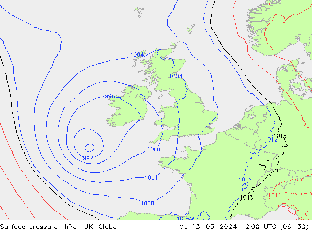 приземное давление UK-Global пн 13.05.2024 12 UTC