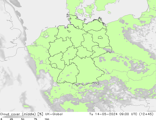 Bewolking (Middelb.) UK-Global di 14.05.2024 09 UTC
