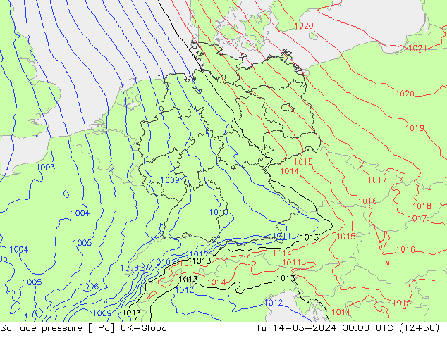 Presión superficial UK-Global mar 14.05.2024 00 UTC
