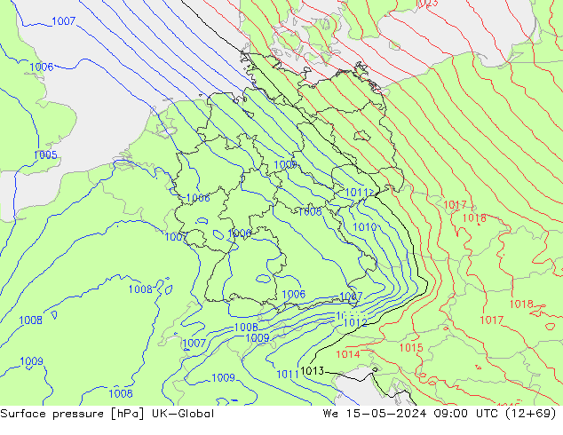 Surface pressure UK-Global We 15.05.2024 09 UTC