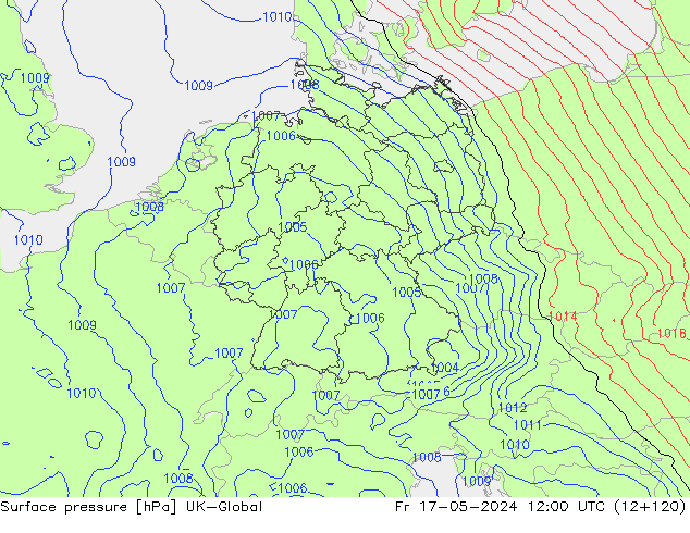 Luchtdruk (Grond) UK-Global vr 17.05.2024 12 UTC