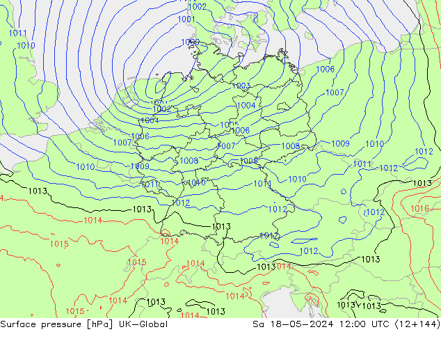 pression de l'air UK-Global sam 18.05.2024 12 UTC