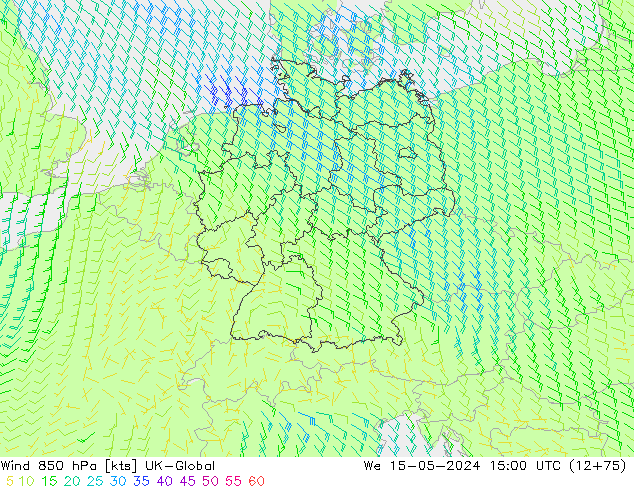 Rüzgar 850 hPa UK-Global Çar 15.05.2024 15 UTC