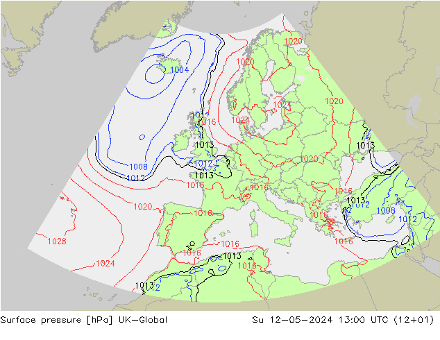 Surface pressure UK-Global Su 12.05.2024 13 UTC