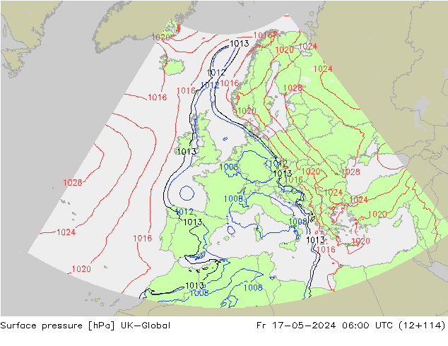Surface pressure UK-Global Fr 17.05.2024 06 UTC