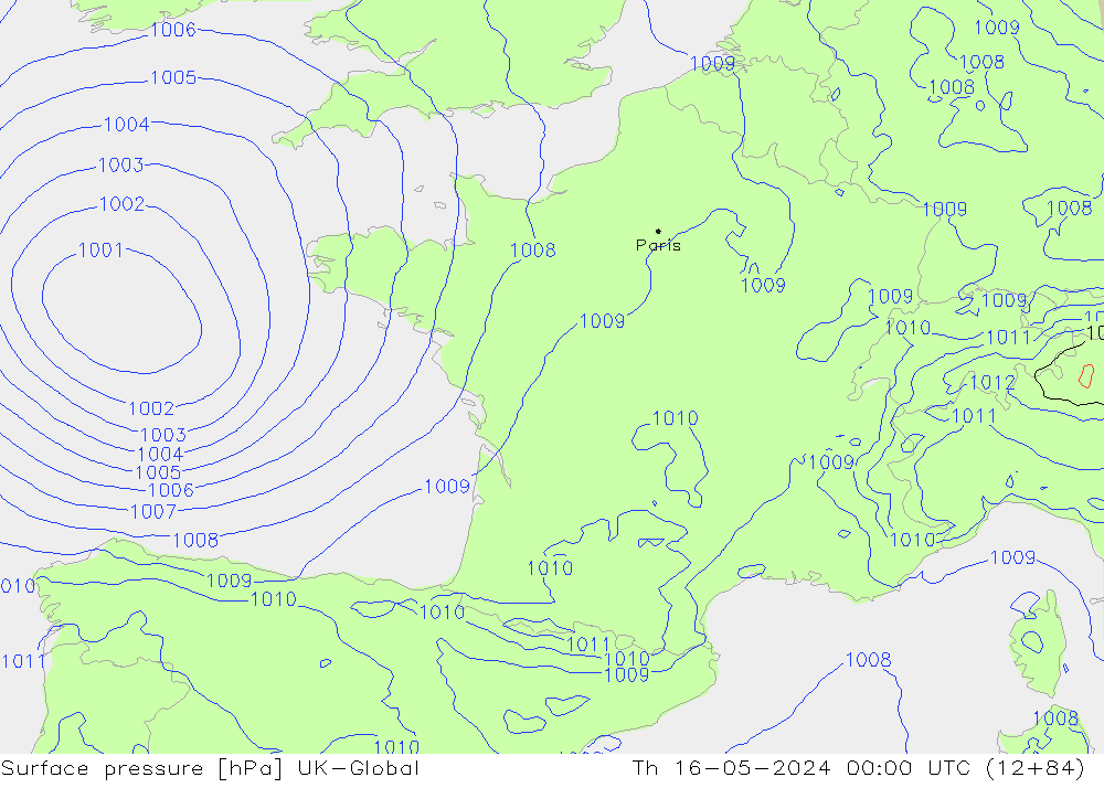 приземное давление UK-Global чт 16.05.2024 00 UTC