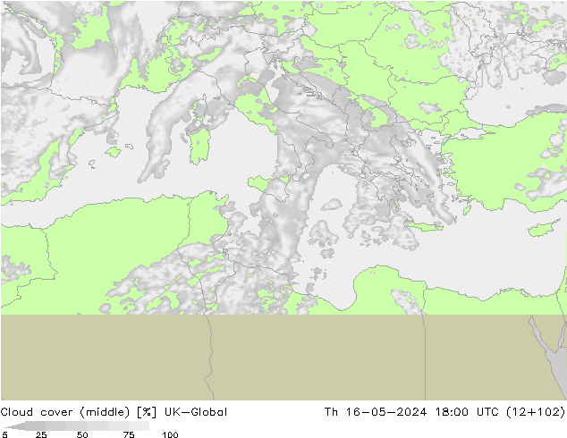 Cloud cover (middle) UK-Global Th 16.05.2024 18 UTC