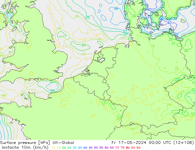 Isotachen (km/h) UK-Global Fr 17.05.2024 00 UTC