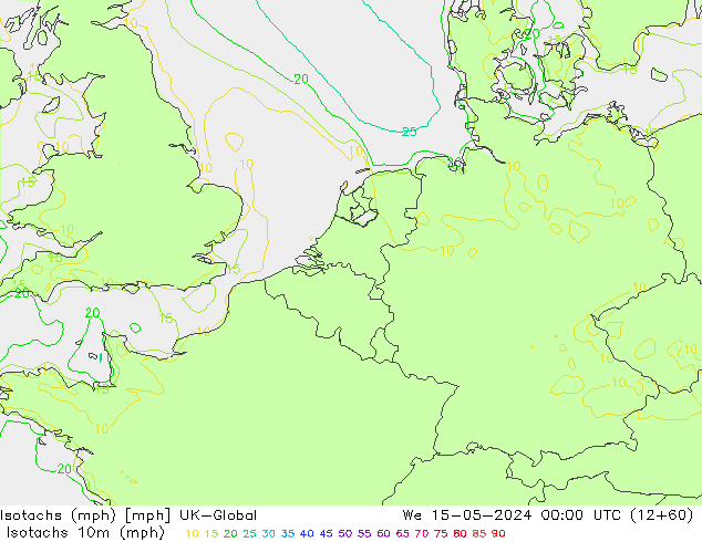 Isotachen (mph) UK-Global Mi 15.05.2024 00 UTC