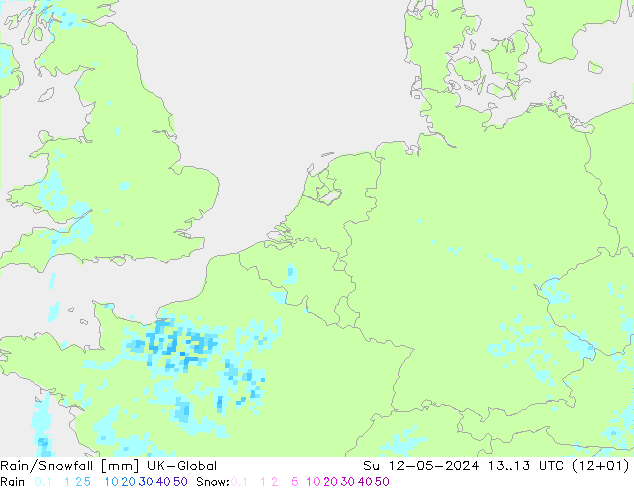 Rain/Snowfall UK-Global Su 12.05.2024 13 UTC