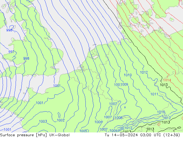 Surface pressure UK-Global Tu 14.05.2024 03 UTC