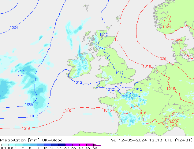 Precipitazione UK-Global dom 12.05.2024 13 UTC