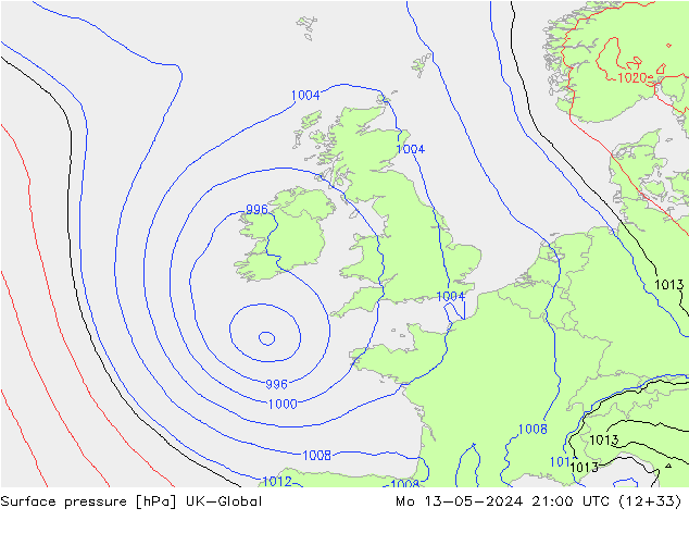 приземное давление UK-Global пн 13.05.2024 21 UTC