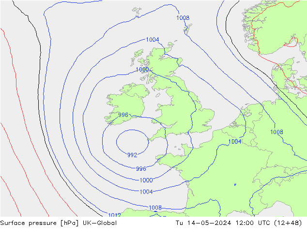 Surface pressure UK-Global Tu 14.05.2024 12 UTC