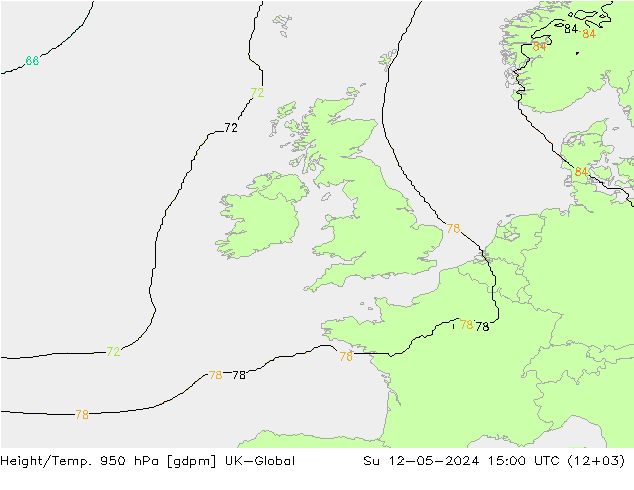Height/Temp. 950 гПа UK-Global Вс 12.05.2024 15 UTC