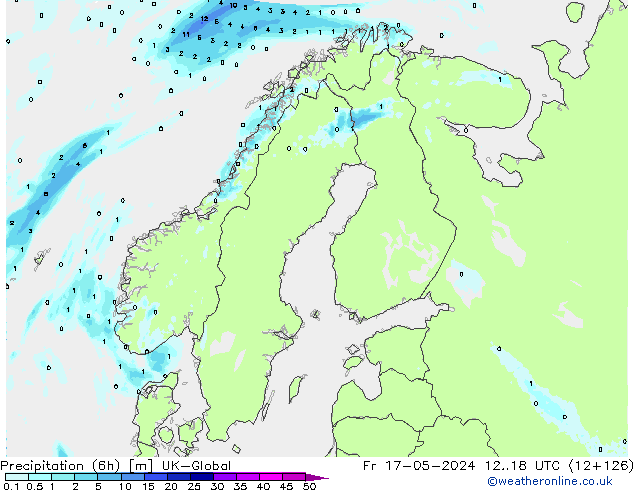 Precipitação (6h) UK-Global Sex 17.05.2024 18 UTC