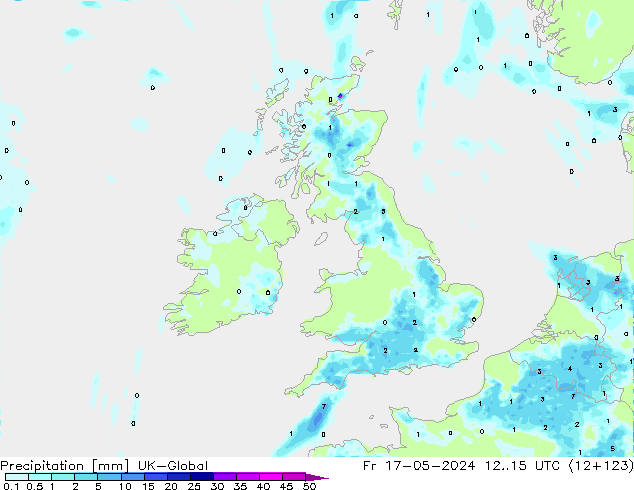 Precipitation UK-Global Fr 17.05.2024 15 UTC